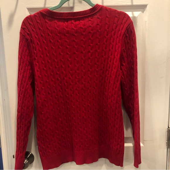 Karen Scott Red Classic Cable Sweater ♥️ - Picture 2 of 7